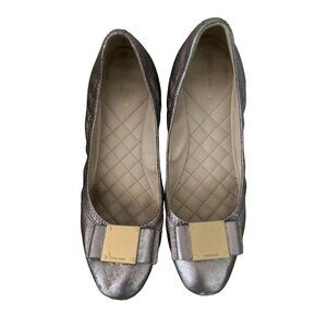 Cole Haan Ballet Flats Bronze Color Quilted Gold Bow Size 9.5